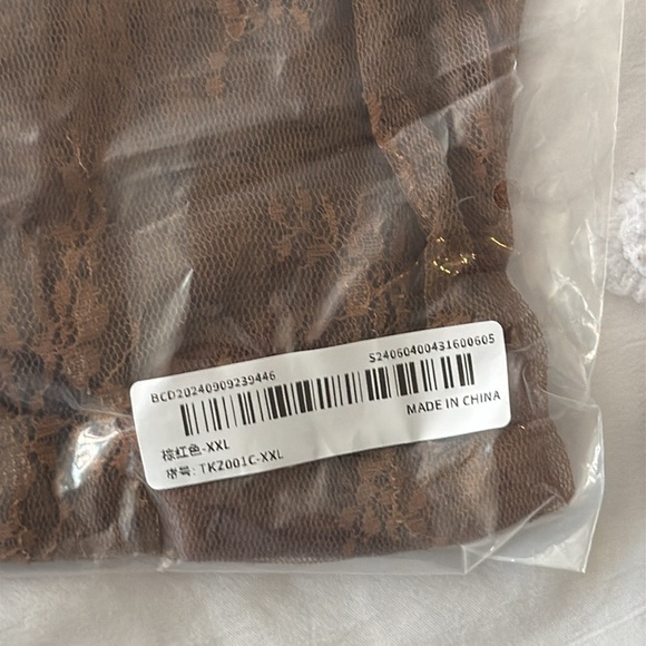 Lace Long Sleeve Sheer Top Perfect for Layering Women's XXL in Brown - Picture 5 of 5